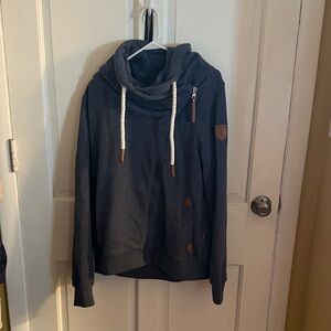 Dark Gray Blue Wanakome Sweatshirt with Rope Drawstrings